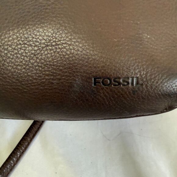 FOSSIL Vintage Baguette Purse Leather Brown Y2K Crossbody Bag Key Classic - Picture 2 of 14